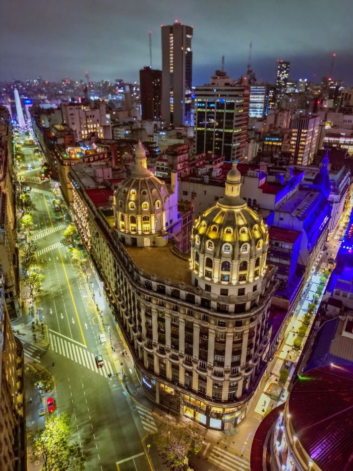 Crafting Captivating Headlines: Your awesome post title goes here Stunning aerial night view of bustling Buenos Aires cityscape featuring iconic architecture and vibrant streets.